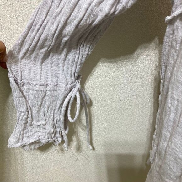 Free People We The Free Venice Linen Blend Button Down Shirt in Sand Size Small - Picture 8 of 10